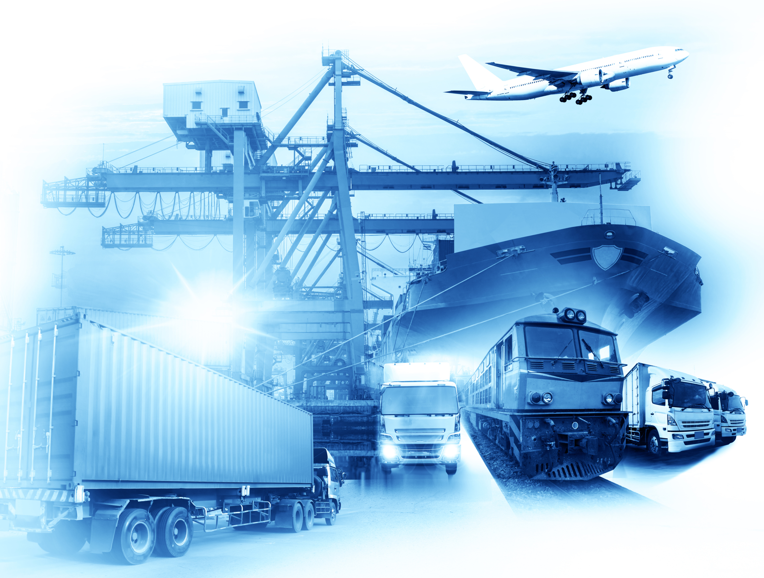 Global business of Container Cargo freight train for Business logistics concept, Air cargo trucking, Rail transportation and maritime shipping, distribution, delivery, service, shipping, import export